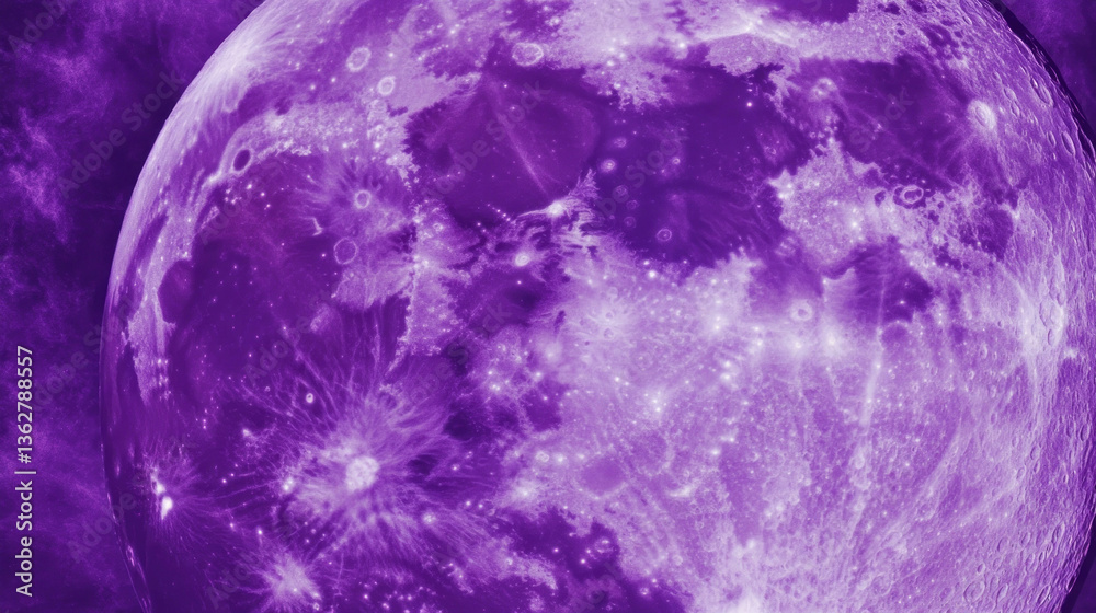 Poster abstract lunar design with purple chaotic texture for creative projects