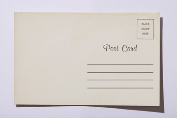 Blank postcard on white background