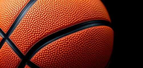 Fototapeta premium Close-up of a basketball on a pure black background, sphere, isolated