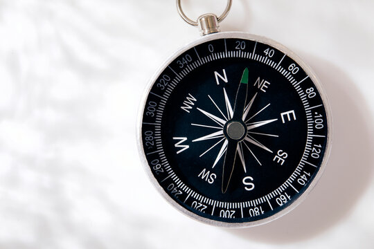 Black compass on white background
