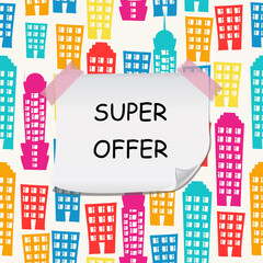 Big sale banner. Special offer price label design. Super Sale promotion banner template. Doodle background. Vector Illustration.