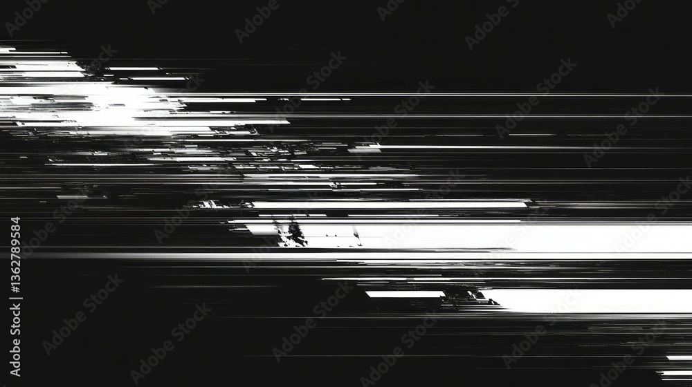 Poster Abstract black and white glitch texture with dynamic noise overlay for creative design