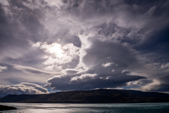 Dramatic clouds over Toro Lake in Torres del Paine National Park - Powered by Adobe