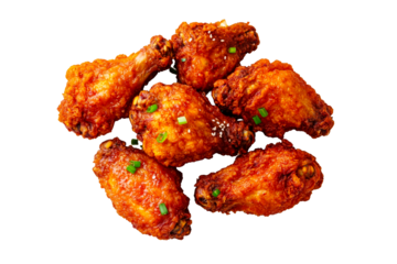 Crispy chicken wings on a clear background for a tasty look