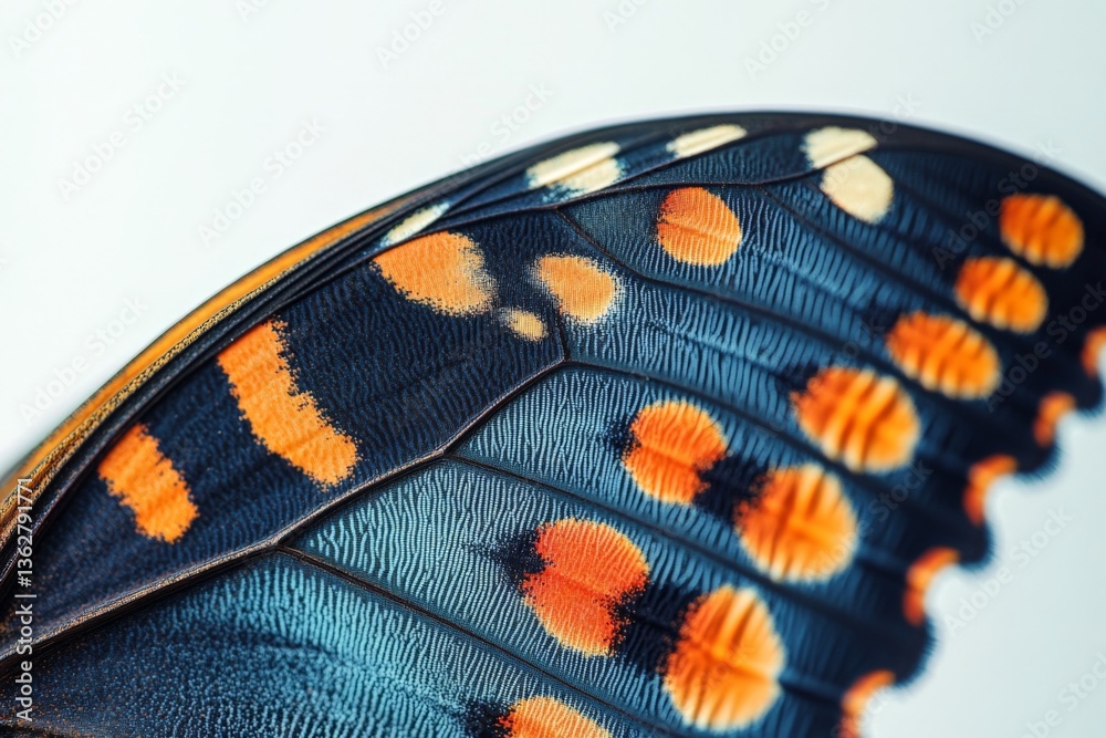 Poster close-up of a butterfly wing showcasing vibrant colors and intricate patterns found in nature