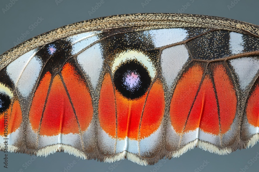 Poster vibrant butterfly wing close-up showcasing intricate patterns and vivid colors in nature