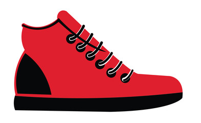Red and Black High-Top Sneaker Vector Illustration – Stylish Sports Shoe Icon