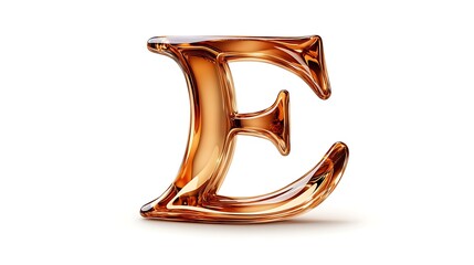 Amber Glass Letter E: 3D Rendered Font Design AI Generated