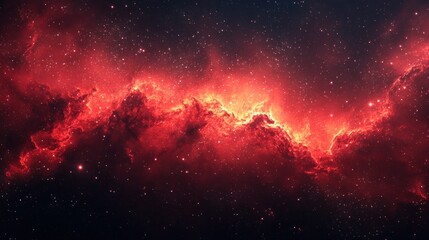 Fototapeta premium Fiery Nebula in the Cosmos: A Celestial Tapestry of Red and Dark