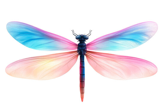 Colorful dragonfly with transparent wings and vibrant details