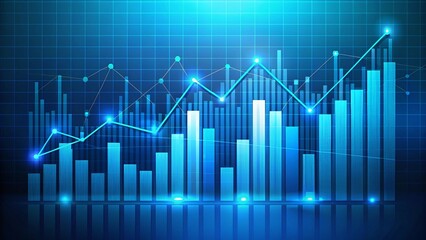 Naklejka premium data graph on a blue background 