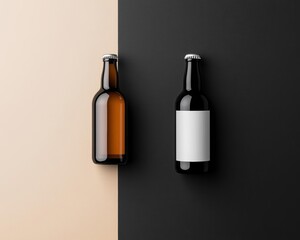 Monochrome craft beer branding concept, contrasting light and dark elements in minimalist design