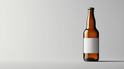 Minimalist craft beer bottle with sleek label design, isolated on a clean white background, modern brewery branding