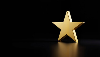 Obraz premium Golden star on a reflective surface against a black background 