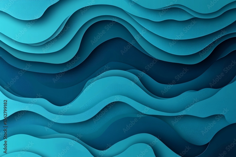 Aufkleber Waves of blue and teal create a captivating layered texture resembling ocean currents and abstract designs