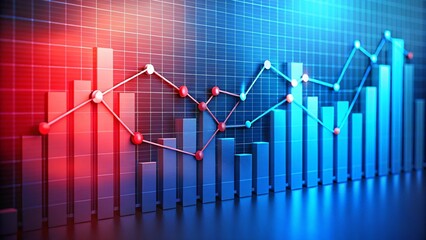 Fototapeta premium data graph on a blue and red background 