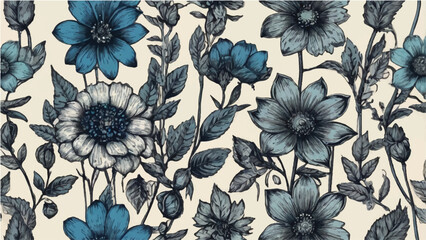 Seamless Floral Pattern with Pink Flowers and Leaves for Summer and Spring Design