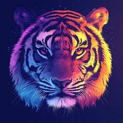Fototapeta premium Stylized digital tiger wild face high resolution picture