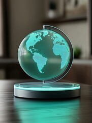 Illuminated Glass Globe with Home Decor.