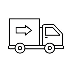 Simple Line Art Icon of a Delivery Truck with Arrow
