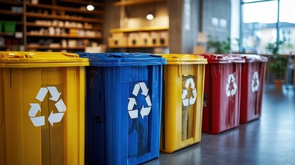Recycling Bins in a Modern Store: Sustainable Practices in a Retail Setting