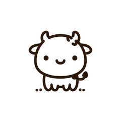 Fototapeta premium Cute Brown Calf with Childlike Style Against Transparent Background