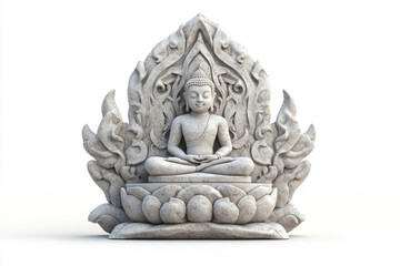 Obraz premium Serene Buddha Statue in Ornate Stone Carving Meditation Pose Asian Art