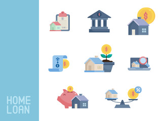 set of home loan, finance, mortgage element background