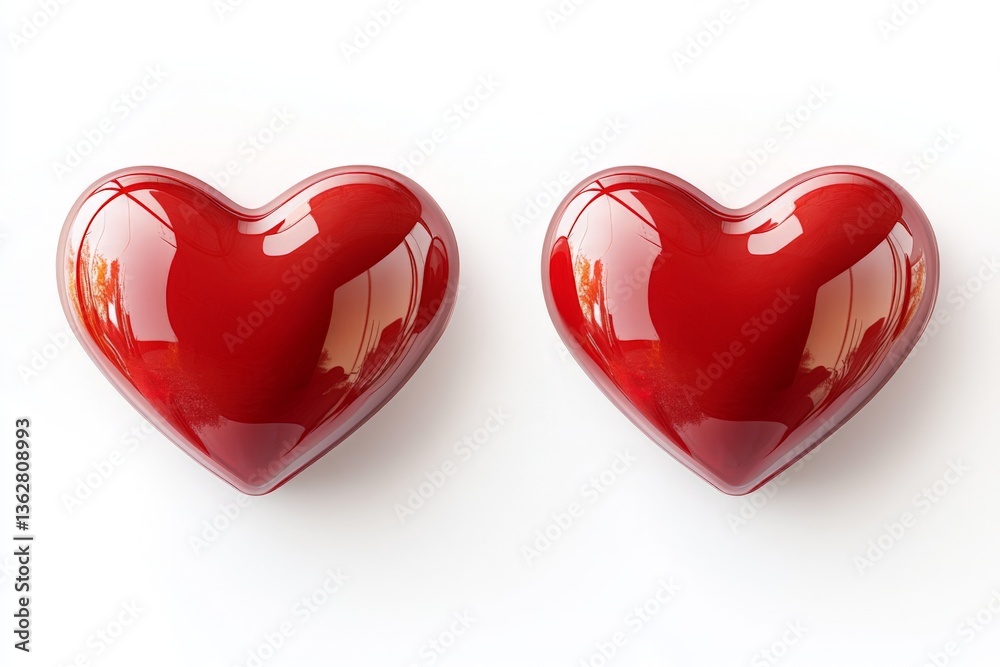 Aufkleber bright red heart shapes symbolizing love and affection on a white background for various decorative 