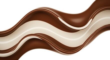 Chocolate and milk wave on white background
