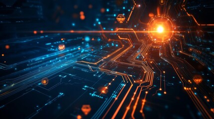 Fototapeta premium Vector technology background with circuit lines and futuristic design elements.