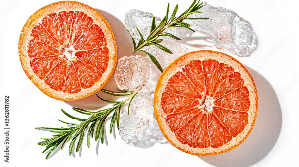 Poster refreshing grapefruit vodka cocktail with rosemary and ice for summer drinks