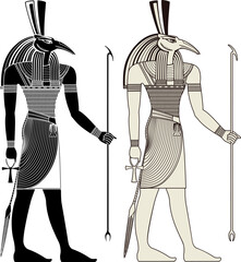 Set . Egyptian ancient symbol. Isolated figure of ancient egypt deities.Religion icon.Culture.Design element.
