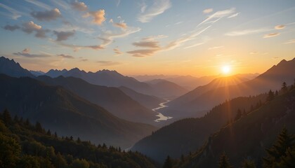 Fototapeta premium Sunrise over Mountains