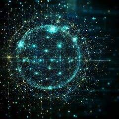 Obraz premium Global Network Connection Sphere.