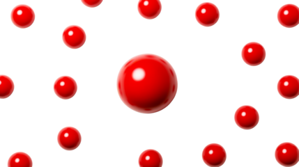 Red spheres arranged in a circular pattern on a transparent background