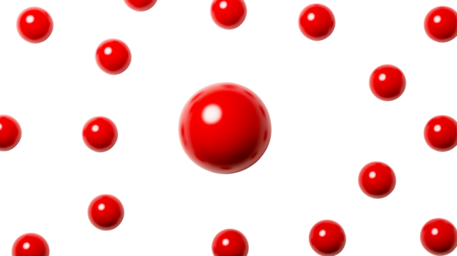 Red spheres arranged in a circular pattern on a transparent background