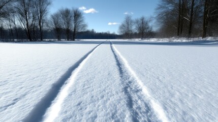 Obraz premium Winter snow path through forest