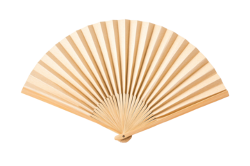 Elegant wooden fan with a smooth design and transparent background