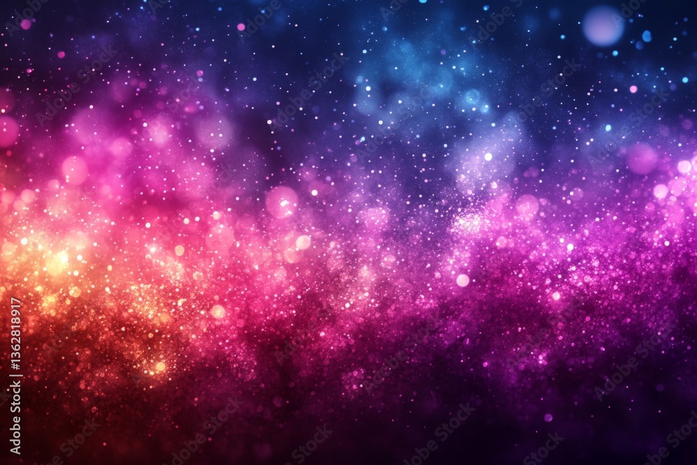 Poster Colorful abstract texture with vibrant lights and soft bokeh effects at night