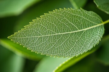 Close-up view of a vibrant green leaf displaying intricate vein patterns in a natural setting