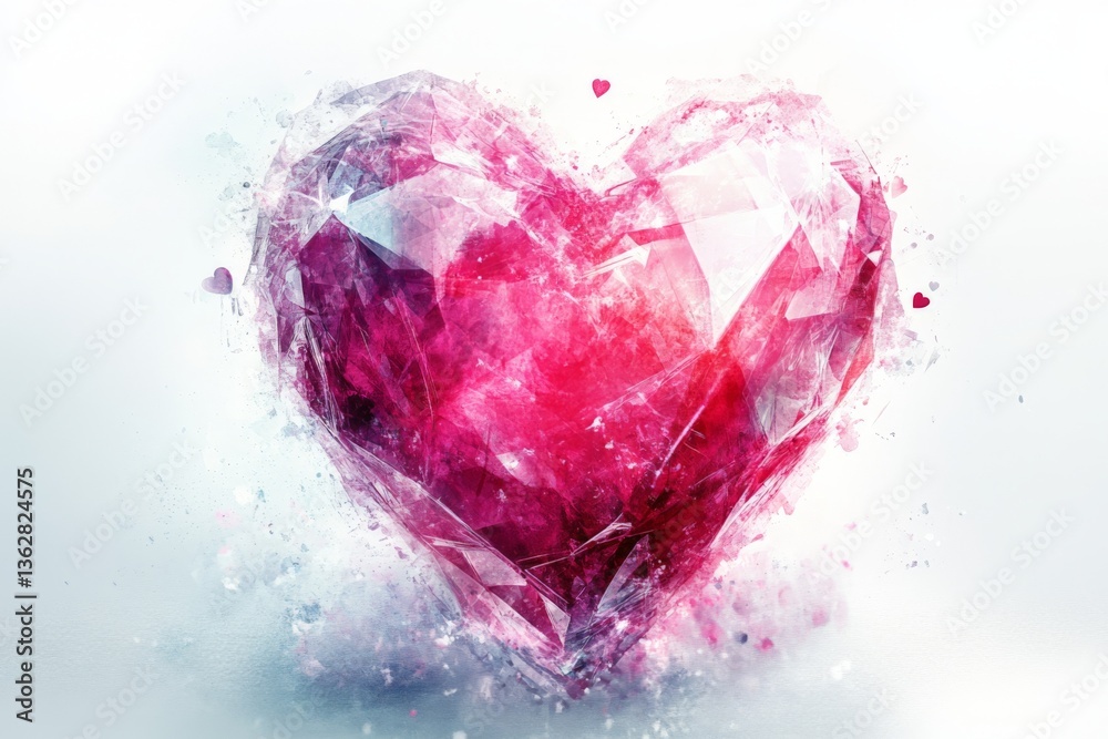 Aufkleber beautiful sparkling heart shaped gem surrounded by soft light and subtle hearts