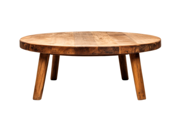 Round wooden table with simple design and four legs