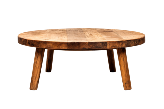 Round wooden table with simple design and four legs