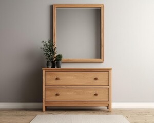 Floating wooden shoe rack with builtin drawers, seamless modern storage solution