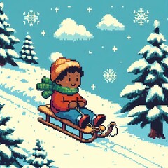 Naklejka premium illustrator design of a little boy surfing,pixel art