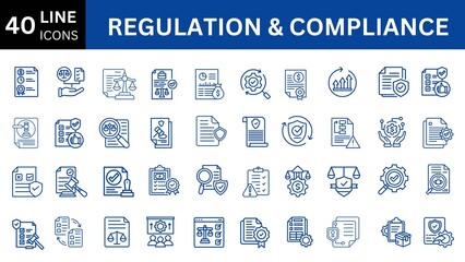 Regulation And Compliance editable icon set. 
