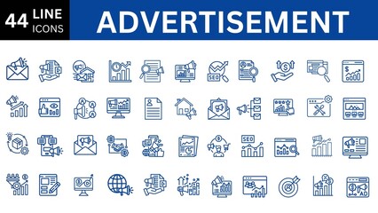 Advertisement editable line icon set. 