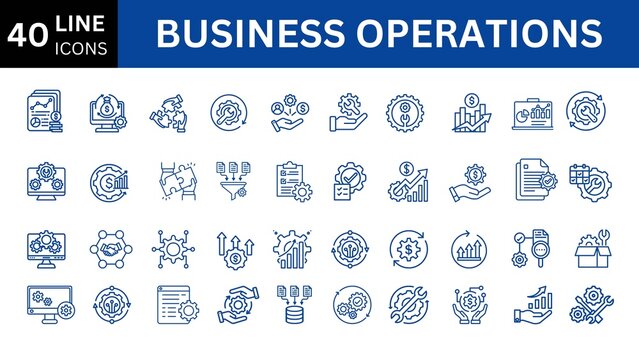 Business operations editable icon set. 