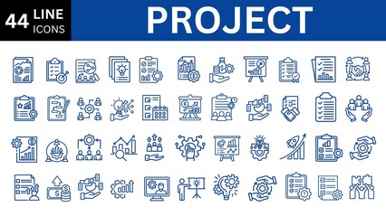 Project icon line editable icon set. 